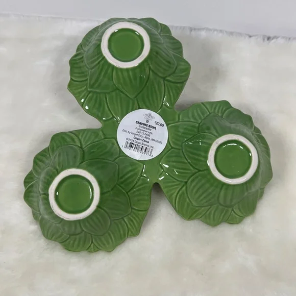 NEW John Derian x Target Tri Serving Bowl Green Artichoke Stoneware Serveware - Picture 7 of 9